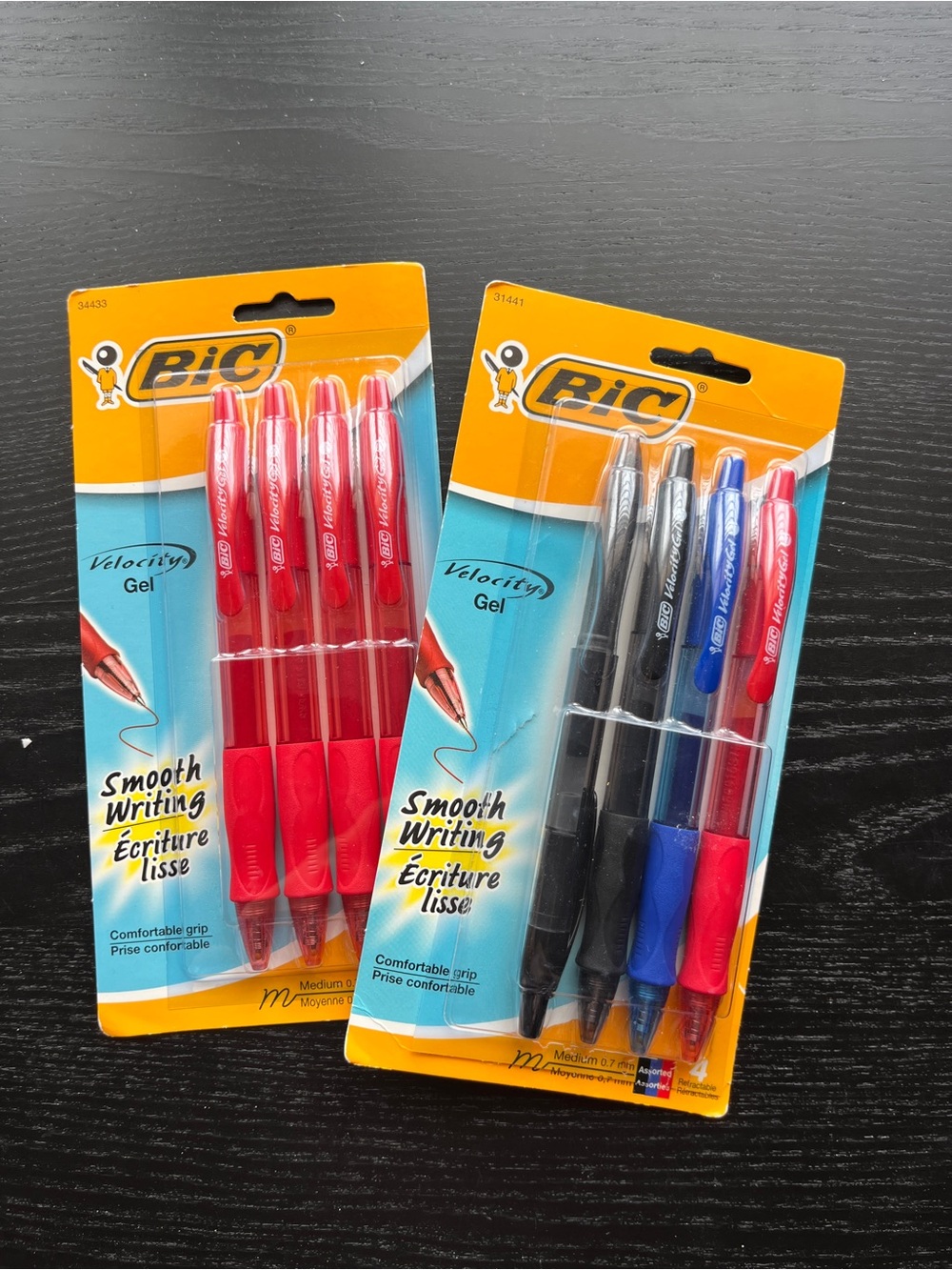 BIC Velocity Gel Pens 0.7mm Medium Retractable 4 Pack Red & Assorted 8 Total